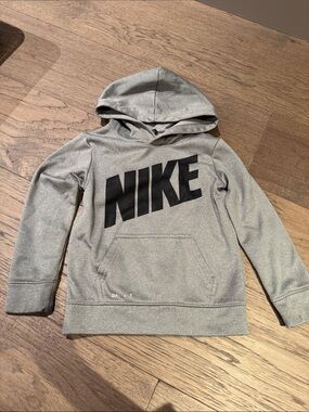 Nike Kids Gray Hoodie with Bold Black Logo